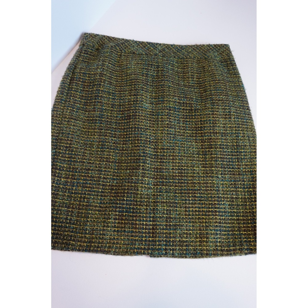 Coldwater Creek Green Multi Tweed Wool Blend Pencil Skirt Size 16 4016070
